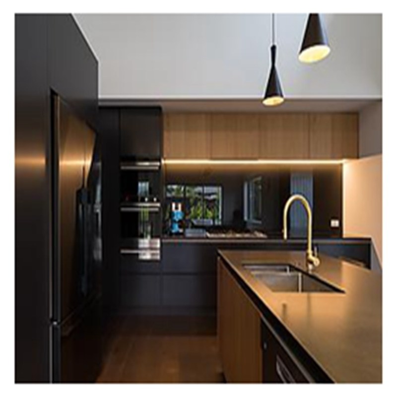 モジュラルのキッチンキャビネット 割引 ダークグレーン メラミンの板のドア 大型キッチン