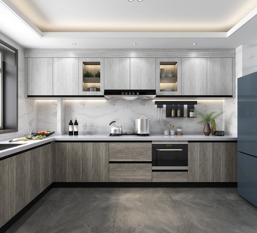 防水防火のメリットとカスタマイゼーションの完全なキッチンキャビネットセット