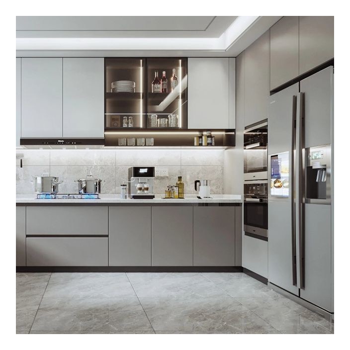 モダン・ミニマリスト 板材 固木製 キャビネット カスタマイズされた色とガラスフロント