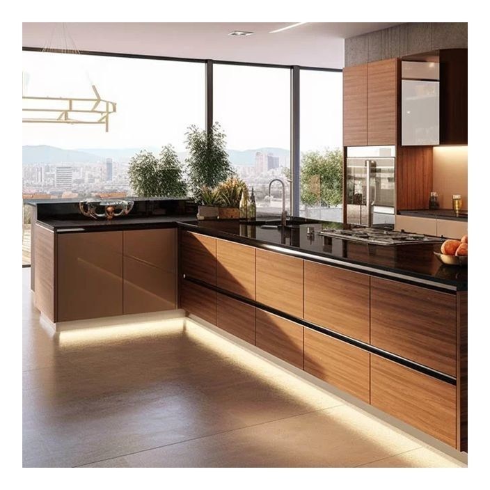 モダン・ミニマリスト 板材 固木製 キャビネット カスタマイズされた色とガラスフロント