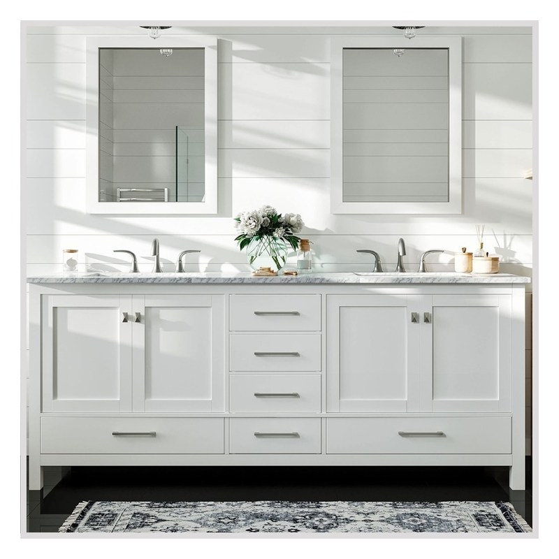 モダンスタイルのカスタマイズされたカラーシェイカー 陶磁カウンタートップ付きのラック式浴室キャビネット