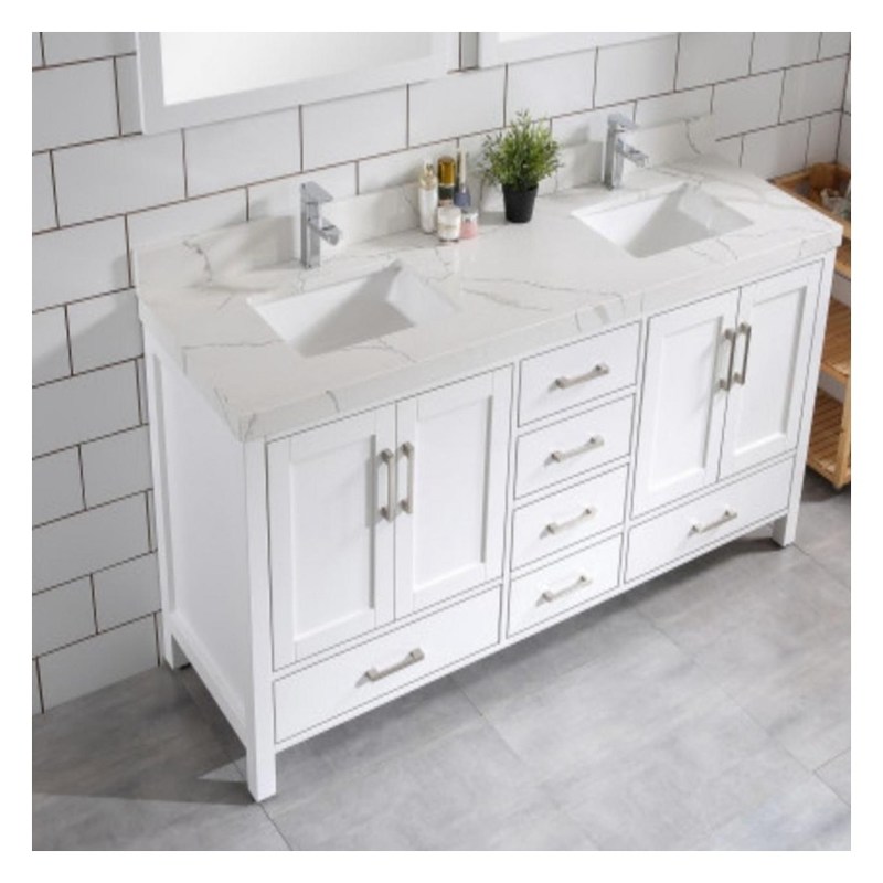 モダンスタイルのカスタマイズされたカラーシェイカー 陶磁カウンタートップ付きのラック式浴室キャビネット