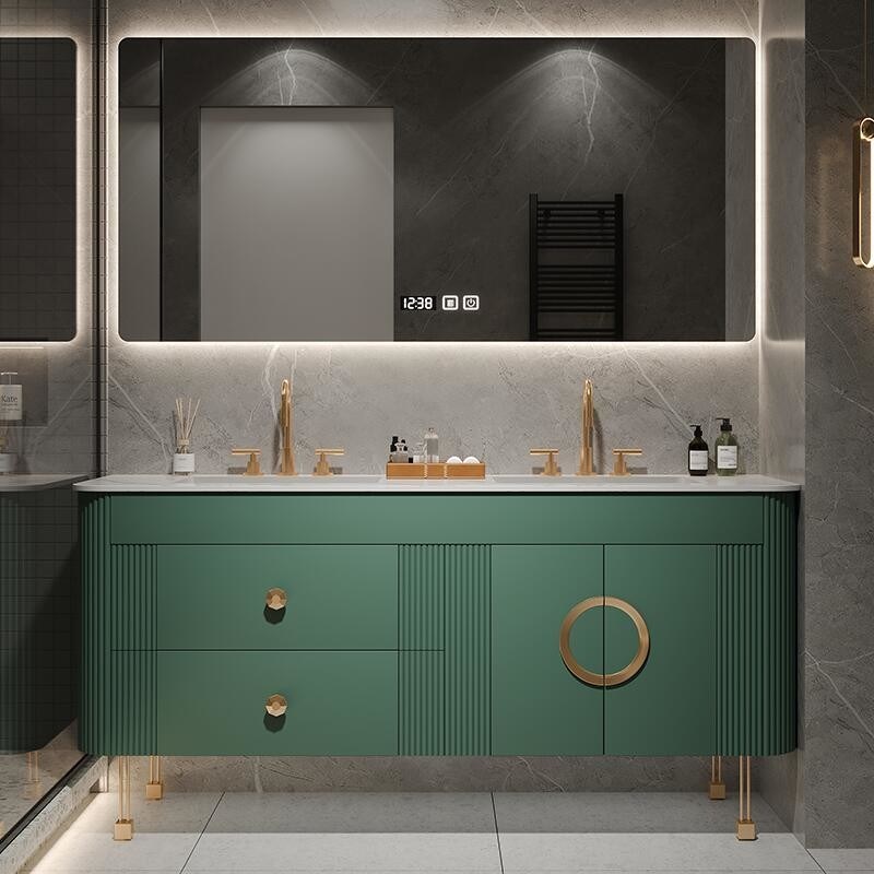 CAD/3D アメリカン スタイル モダン デザイン 床 PVC パーティクルボード 浴室 シンク付き ヴァニティ キャビネット