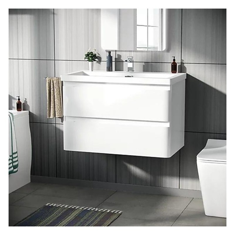 マシッドウッド 丸 吊り 洗面台 シンク と 小 フォーマット 輝く 仕上げ