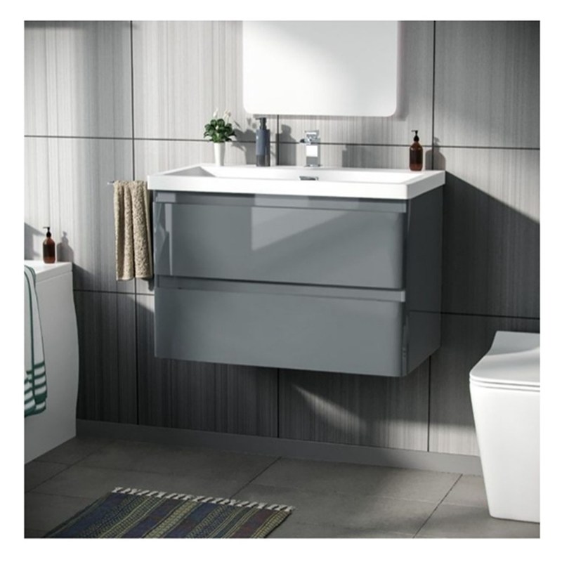 マシッドウッド 丸 吊り 洗面台 シンク と 小 フォーマット 輝く 仕上げ