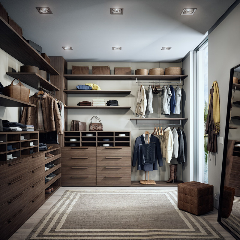 現代的な木製の衣類室 寝室用家具 デザインスタイル 2D / 3D